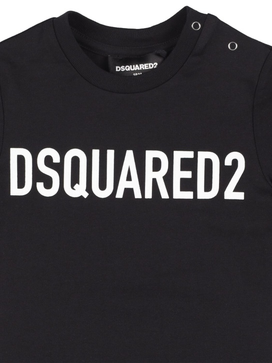 Dsquared2: T-shirt en jersey de coton imprimé - Noir - kids-boys_1 | Luisa Via Roma