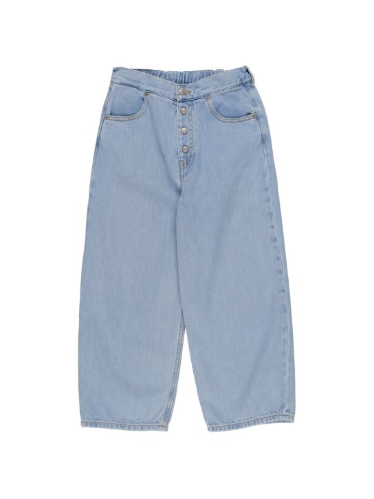 MM6 Maison Margiela: Wide leg cotton denim jeans - Denim - kids-girls_0 | Luisa Via Roma