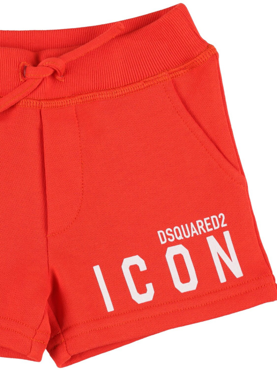Dsquared2: Shorts in felpa di cotone con logo - Rosso - kids-boys_1 | Luisa Via Roma