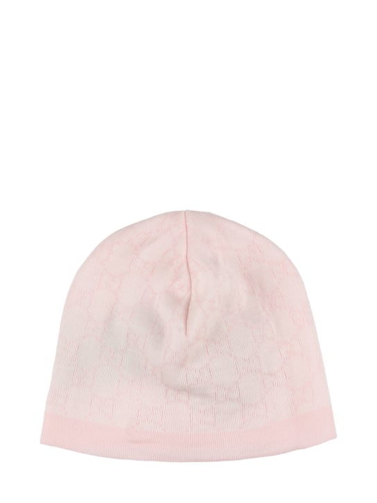 Gucci: GG pattern wool hat - 아이보리/핑크 - kids-girls_0 | Luisa Via Roma