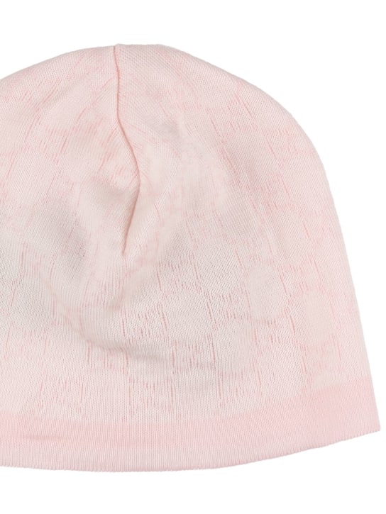 Gucci: GG pattern wool hat - Ivory/Pink - kids-girls_1 | Luisa Via Roma