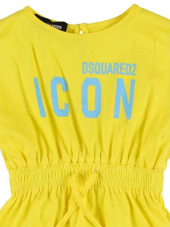 Dsquared2: Vestito in jersey di cotone con logo - Giallo - kids-girls_1 | Luisa Via Roma