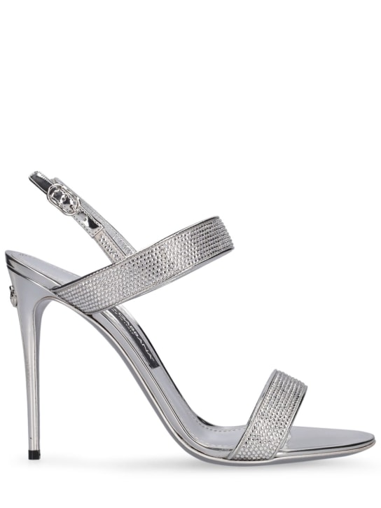 Dolce&Gabbana: 105mm Keira crystal & leather sandals - Silver - women_0 | Luisa Via Roma
