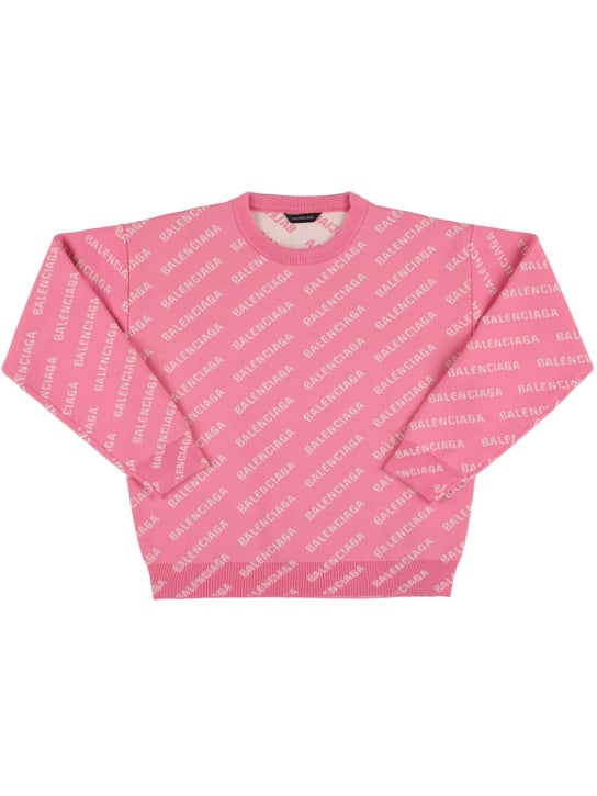 Balenciaga: Crewneck sweatshirt - 핑크/화이트 - kids-boys_0 | Luisa Via Roma