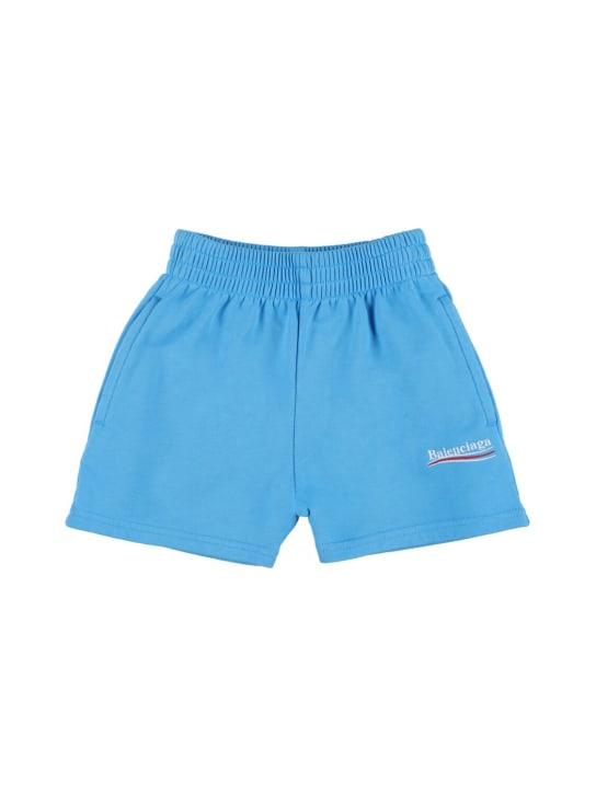 Balenciaga: Cotton shorts - Blue/White - kids-boys_0 | Luisa Via Roma