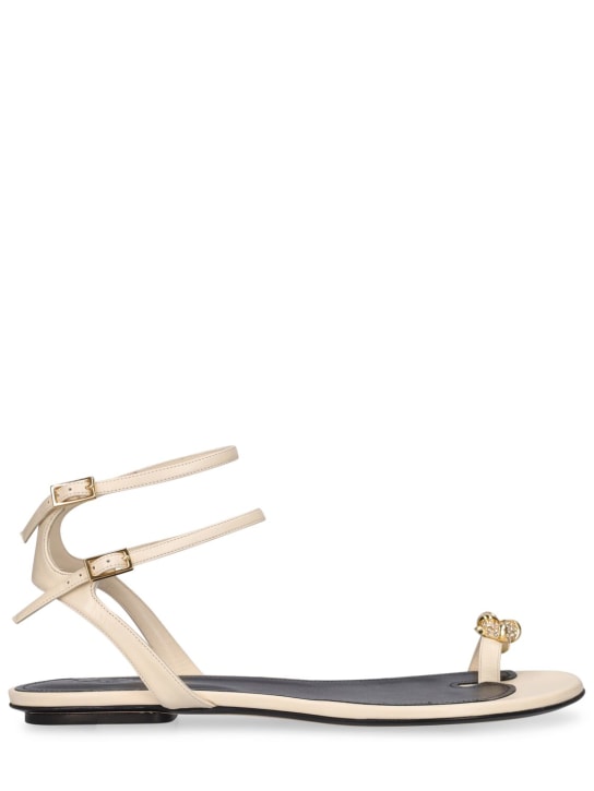 Lanvin: 10mm Swing leather flat sandals - Beige - women_0 | Luisa Via Roma