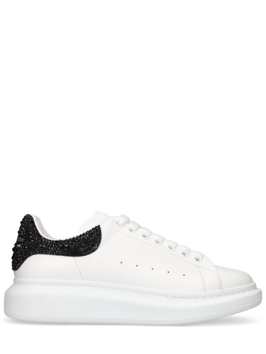 Alexander McQueen: 45mm oversized embellished sneakers - White/Black - men_0 | Luisa Via Roma