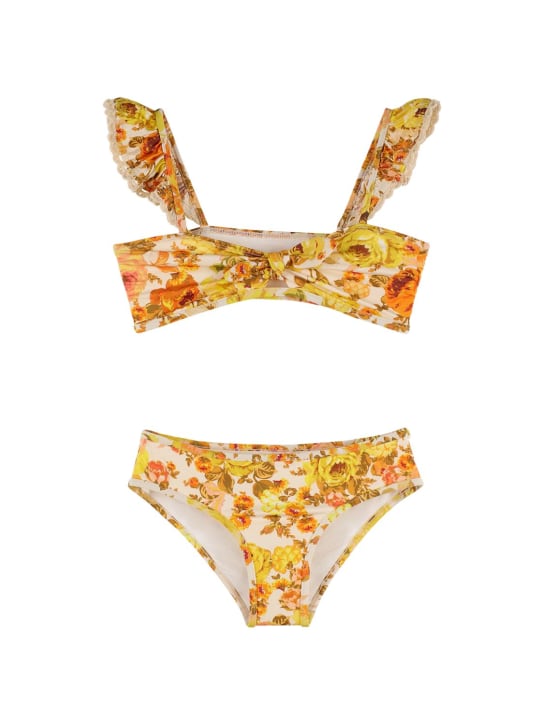 Zimmermann: Floral print Lycra bikini - Yellow/Orange - kids-girls_0 | Luisa Via Roma