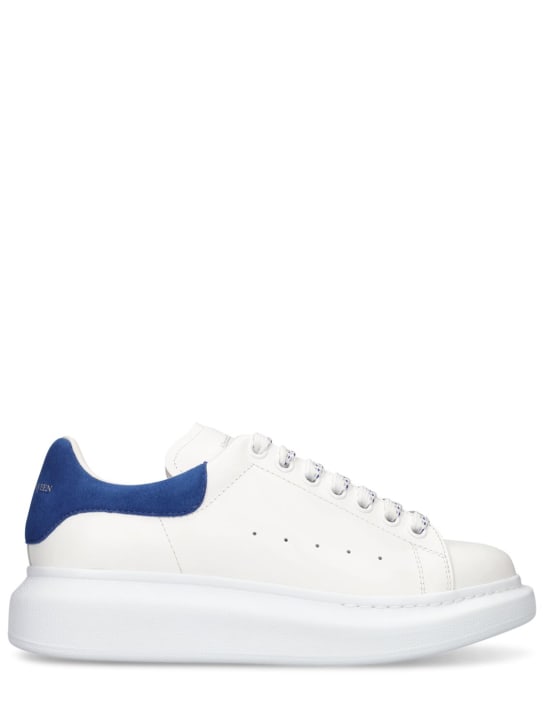 Alexander McQueen: 45mm hohe Sneakers aus Leder & Wildleder - Weiß/Blau - women_0 | Luisa Via Roma