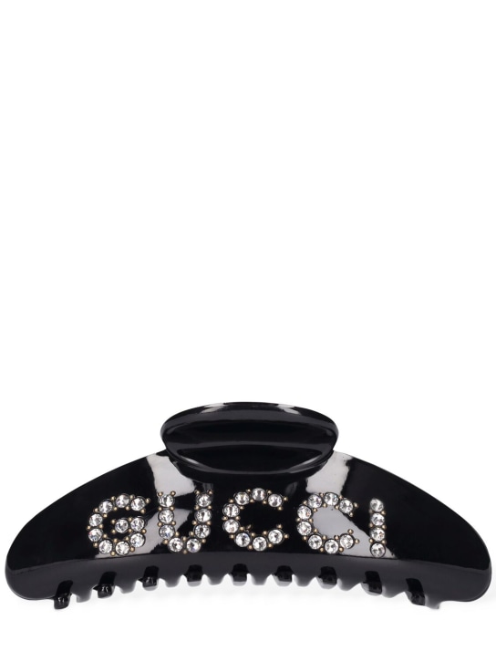 Gucci: Original GG crystal hairgrip - Black - women_0 | Luisa Via Roma