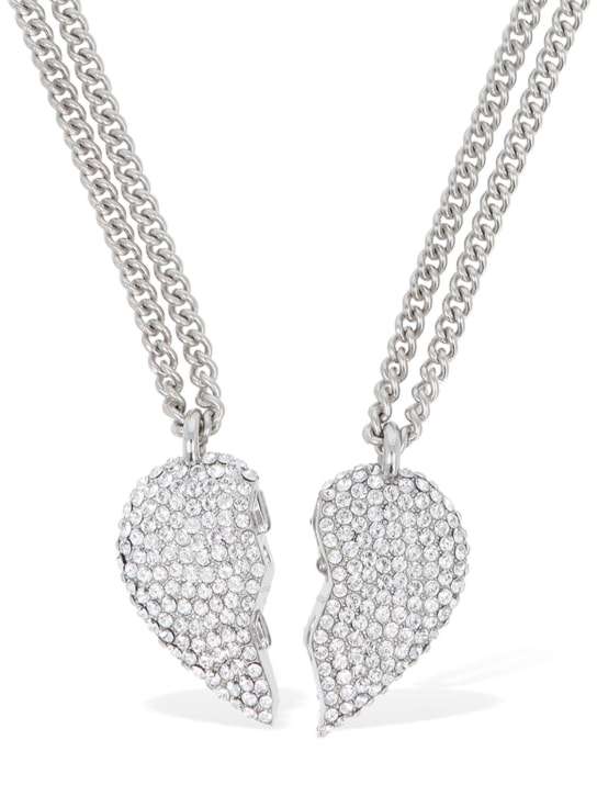 Balenciaga: Lovelock brass & glass necklace - Silver - women_1 | Luisa Via Roma