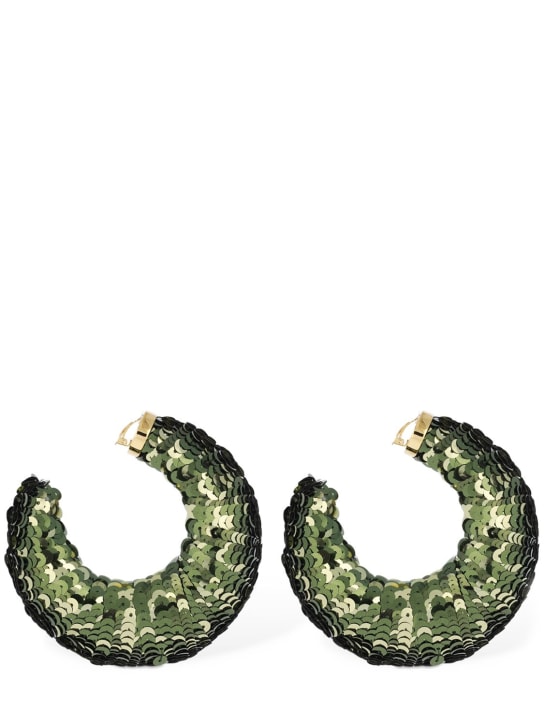Tom Ford: Croissant sequined big hoop earrings - 그린 - women_0 | Luisa Via Roma