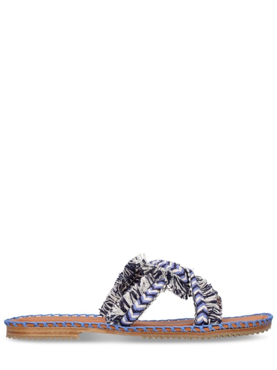 Zimmermann: 10mm Braided strap cotton sandals - Blue/White - women_0 | Luisa Via Roma