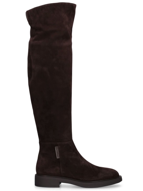 Gianvito Rossi: 20mm Lexington suede knee-high boots - Dark Brown - women_0 | Luisa Via Roma