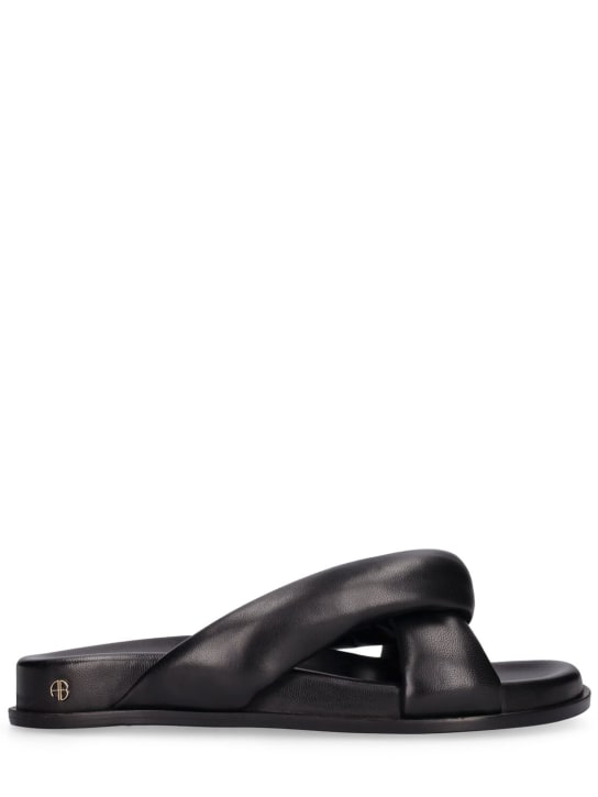 ANINE BING: 10mm Kiva leather sandals - Black - women_0 | Luisa Via Roma