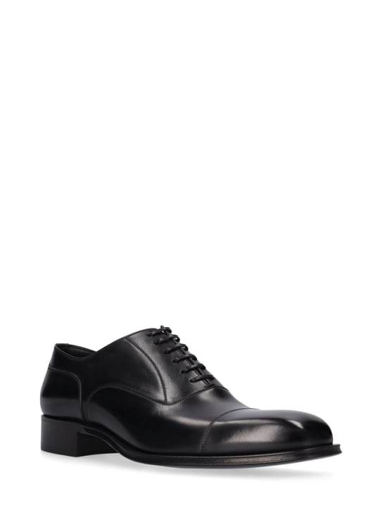 Tom Ford: Claydon burnished leather lace-up shoes - Black - men_1 | Luisa Via Roma