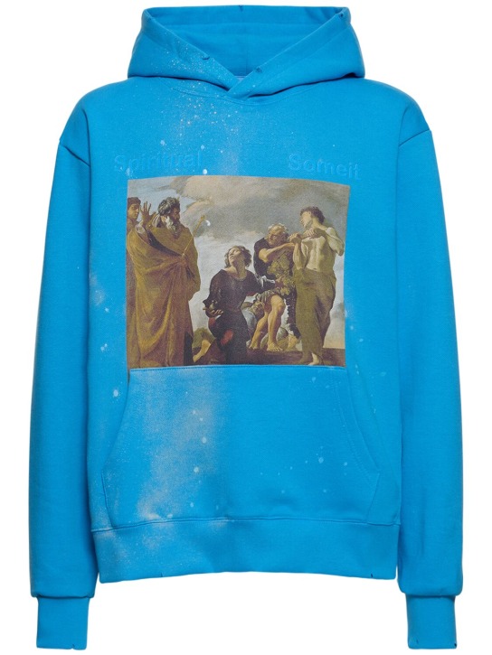 Someit: Sweat-shirt en coton imprimé vintage à capuche - Bleu/Multicolore - men_0 | Luisa Via Roma
