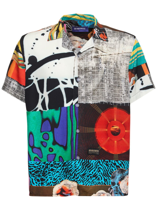 Deva States: Cache printed rayon blend s/s shirt - Multicolor - men_0 | Luisa Via Roma