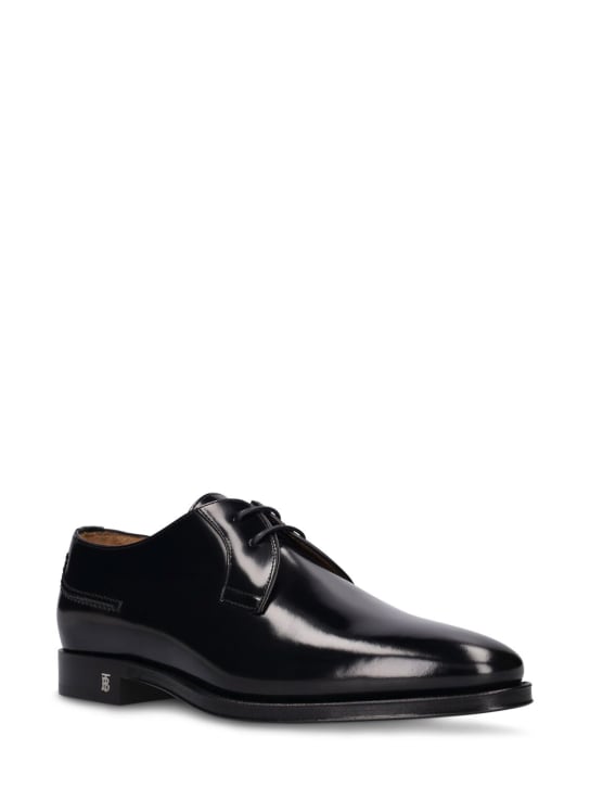 Burberry: Simon leather lace-up derby shoes - Black - men_1 | Luisa Via Roma