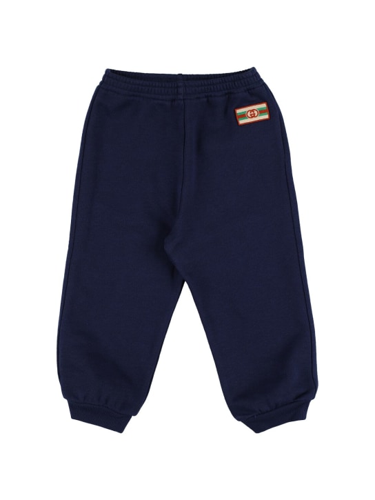 Gucci: Pantalones jogging de algodón jersey - Azul Oscuro - kids-boys_0 | Luisa Via Roma