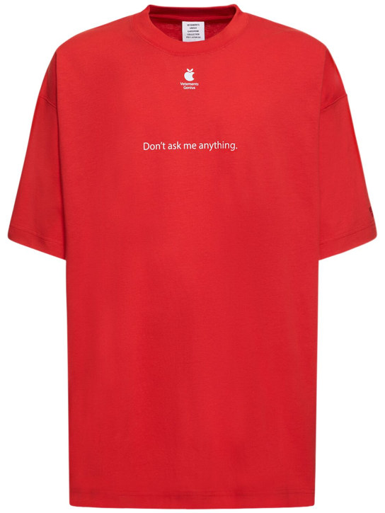 VETEMENTS: Don't Ask printed cotton t-shirt - Red - men_0 | Luisa Via Roma