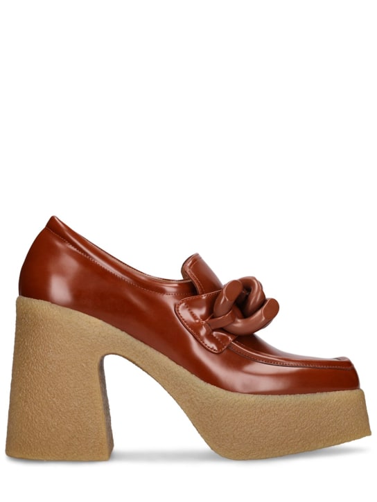 Stella McCartney: 115mm Skyla Alter faux leather heels - Brown - women_0 | Luisa Via Roma