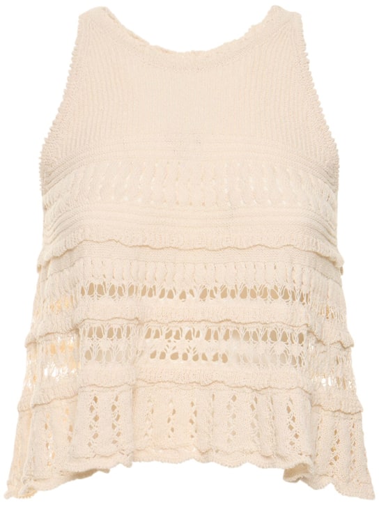Marant Etoile: Fico crochet cotton top - Beige - women_0 | Luisa Via Roma