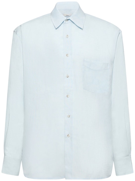 Commas: Camisa oversize de lino con bolsillo - Azul Cielo - men_0 | Luisa Via Roma