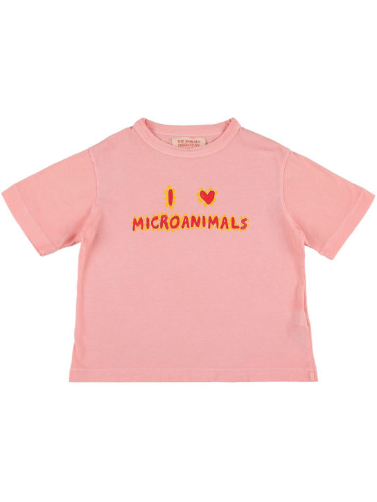 The Animals Observatory: T-shirt in jersey di cotone stampato - Rosa - kids-boys_0 | Luisa Via Roma