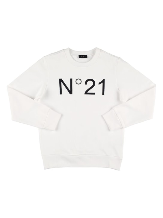 N°21: Logo printed cotton sweatshirt - Blanco - kids-boys_0 | Luisa Via Roma