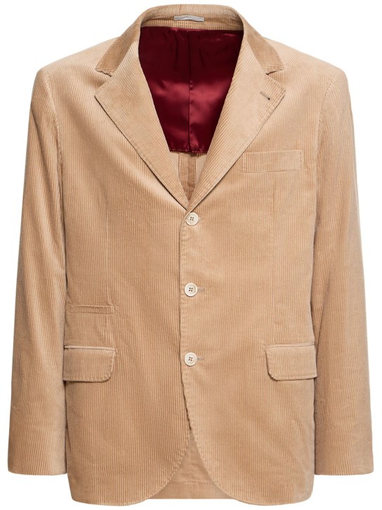 Brunello Cucinelli: Velvet corduroy suit jacket - Beige - men_0 | Luisa Via Roma
