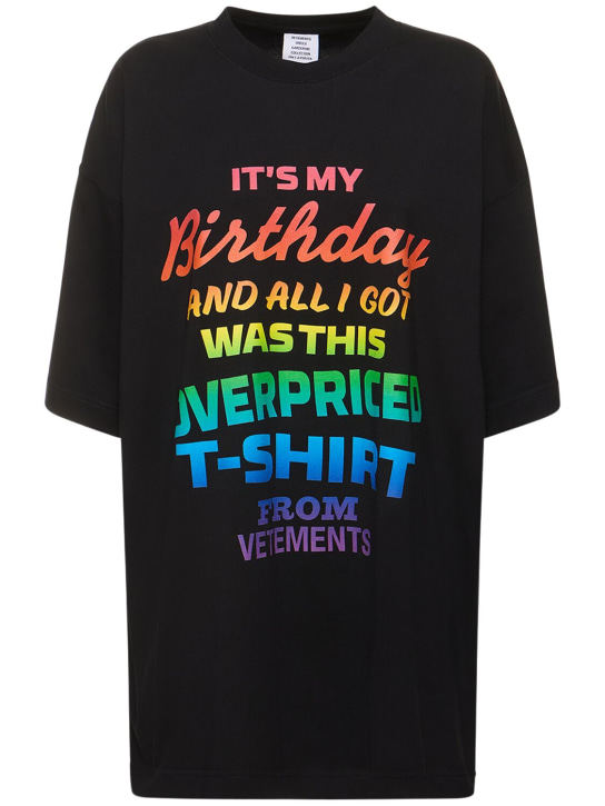 VETEMENTS: T-shirt It’s My Birthday in cotone con stampa - Nero/Multicolor - women_0 | Luisa Via Roma