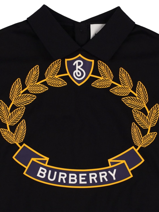 Burberry: Polo in cotone piqué con logo - Nero - kids-boys_1 | Luisa Via Roma