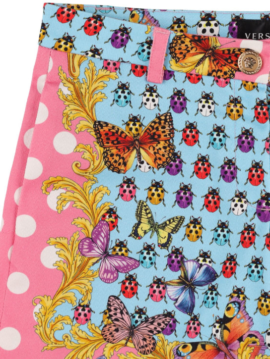 Versace: Short en coton imprimé - Rose/Multicolore - kids-girls_1 | Luisa Via Roma