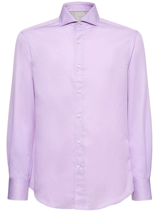Brunello Cucinelli: Classic cotton shirt - Pink - men_0 | Luisa Via Roma