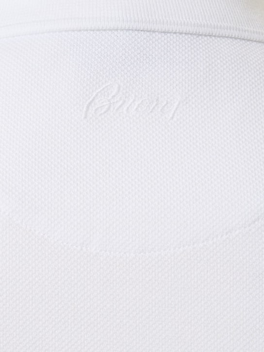 Brioni: Polo de algodón piqué - Blanco - men_1 | Luisa Via Roma