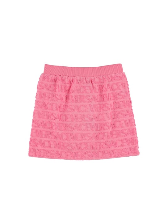 Versace: Cotton skirt w/ logo - Pink - kids-girls_0 | Luisa Via Roma