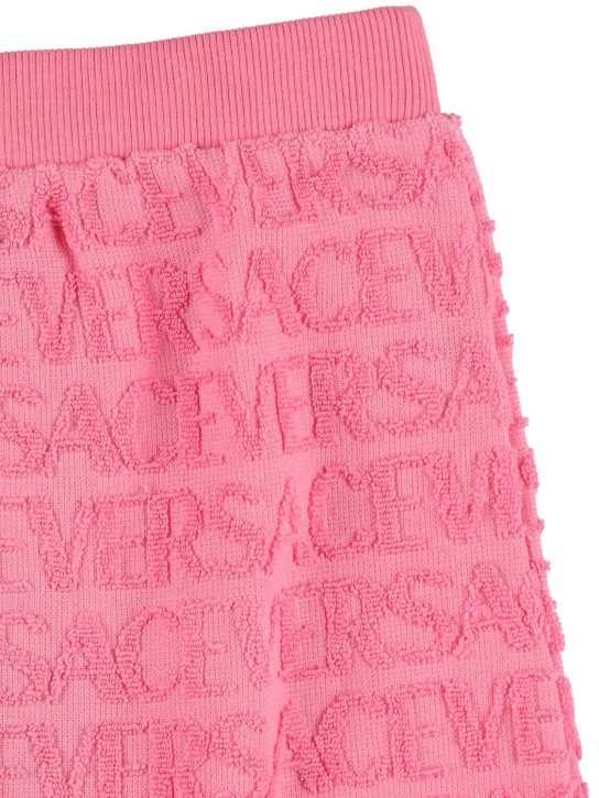Versace: Jupe en coton à logo - Rose - kids-girls_1 | Luisa Via Roma