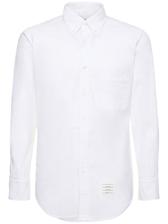 Thom Browne: Klassisches Oxford-Hemd mit Knopfkragen - Weiß - men_0 | Luisa Via Roma