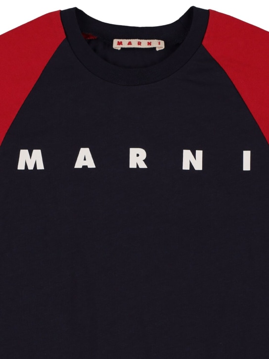 Marni Junior: Color block cotton jersey t-shirt w/logo - kids-girls_1 | Luisa Via Roma