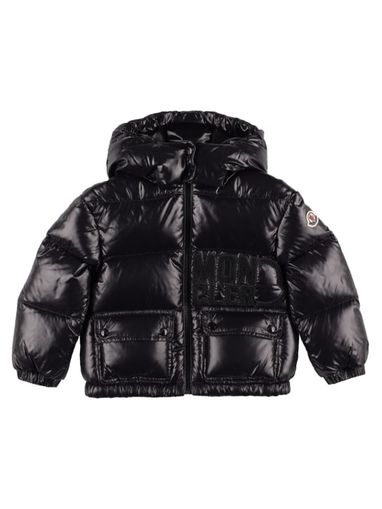 Moncler: Abbaye nylon laqué down jacket - Black - kids-girls_0 | Luisa Via Roma