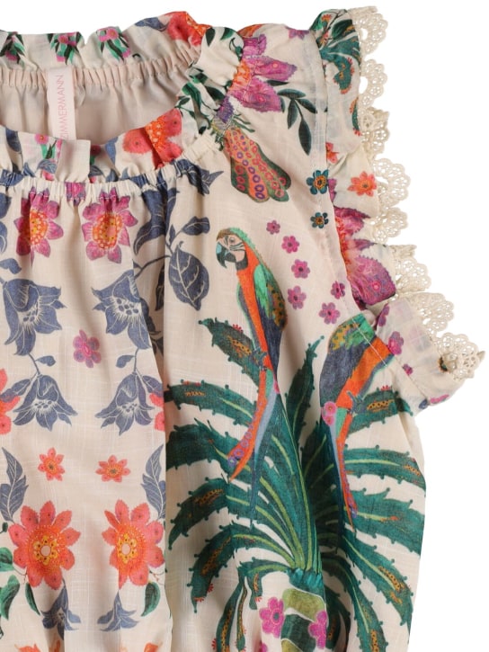 Zimmermann: Printed cotton top w/ ruffles - Multicolor - kids-girls_1 | Luisa Via Roma