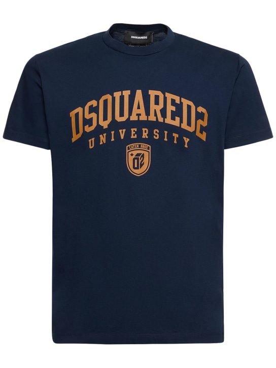 Dsquared2: University logo cotton jersey t-shirt - men_0 | Luisa Via Roma