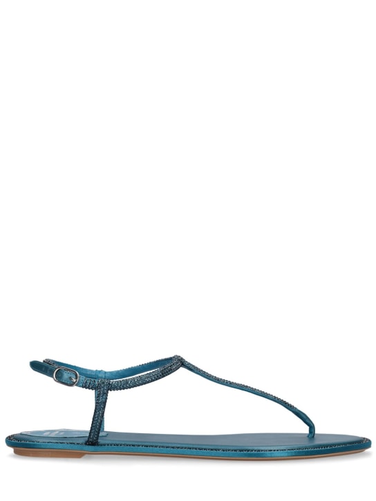 René Caovilla: 10毫米装饰绸缎夹趾凉鞋 - 蓝绿色 - women_0 | Luisa Via Roma