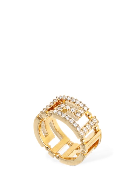 Versace: Ring mit Greca-Motiv - Gold/Kristall - women_0 | Luisa Via Roma