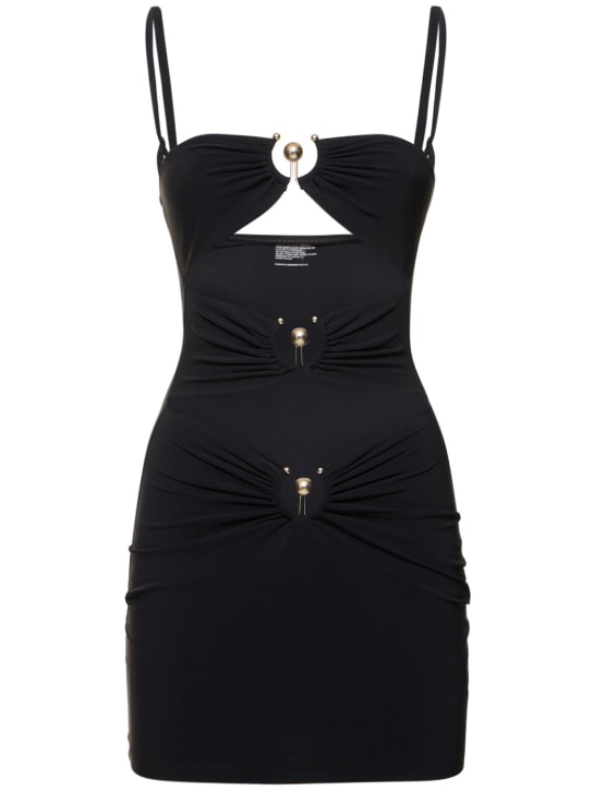 Christopher Esber: Pierced orbit cutout jersey mini dress - Black - women_0 | Luisa Via Roma