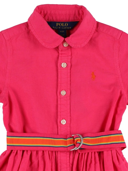 Polo Ralph Lauren: Robe chemise en popeline de coton & ceinture - Rose Foncé - kids-girls_1 | Luisa Via Roma