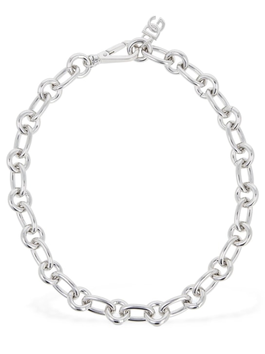 Dolce&Gabbana: Chunky chain necklace - Silver - men_0 | Luisa Via Roma