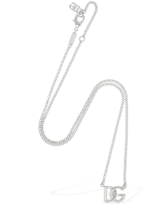 Dolce&Gabbana: DG logo necklace - Silver - men_1 | Luisa Via Roma
