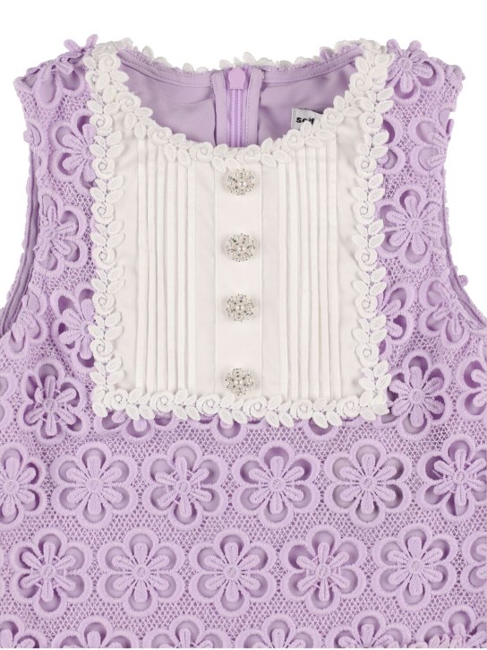 Self-portrait: Floral lace dress w/ decorative buttons - Light Purple - kids-girls_1 | Luisa Via Roma